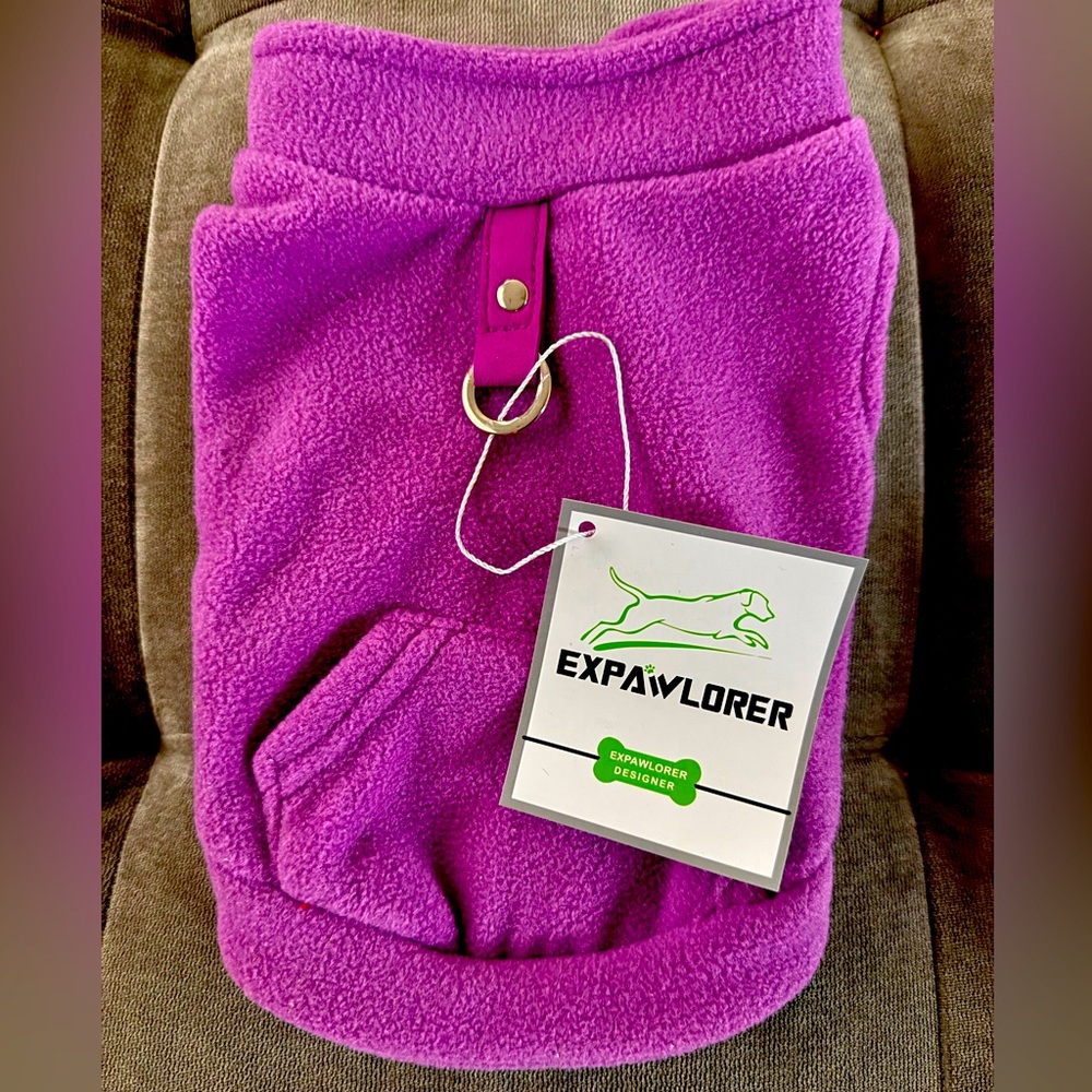 Expawlorer Fleece Dog Hoodie – Purple, Small – NWT 🐾💜